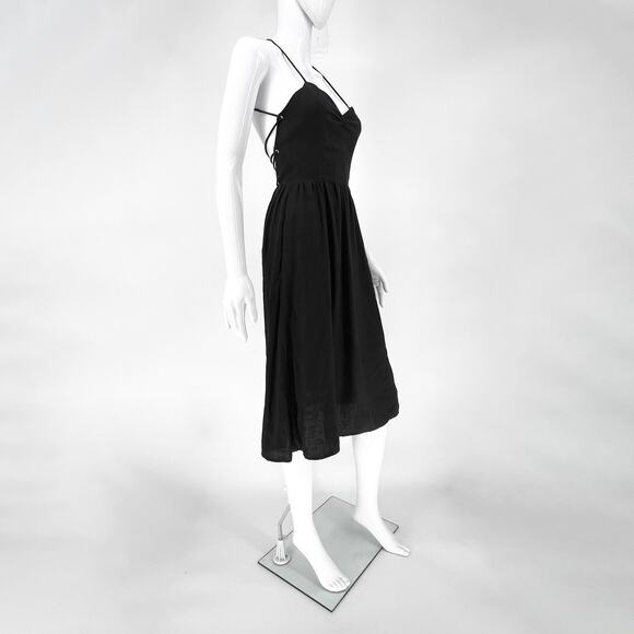 Reformation Pepper Linen Midi Dress Women’s Size 2 Black Backless Made in USA - Picture 6 of 6